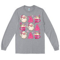 Heather Grey retro doodle pink christmas Long Sleeve Tee - MaliasSmallBusiness