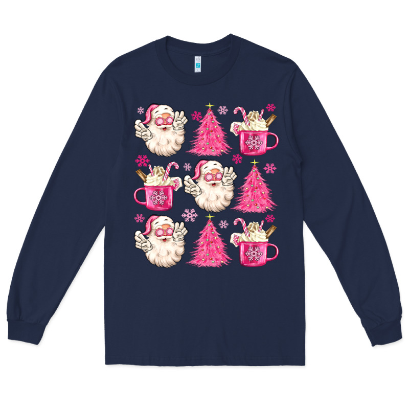 Retro Doodle Pink Christmas Long Sleeve Tee by MaliasSmallBusiness | Teevron