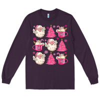 Plum retro doodle pink christmas Long Sleeve Tee - MaliasSmallBusiness