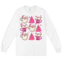 White retro doodle pink christmas Long Sleeve Tee - MaliasSmallBusiness