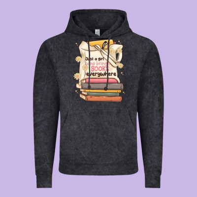 Just A Girl Who Brings Books Everywhere Vintage Hoodie Designed By Maliassmallbusiness