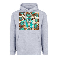 Heather Grey gemstone bull skull leopard Heavyweight Hoodie - TumblerDesignByShophia