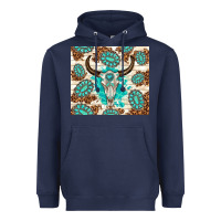 Navy gemstone bull skull leopard Heavyweight Hoodie - TumblerDesignByShophia