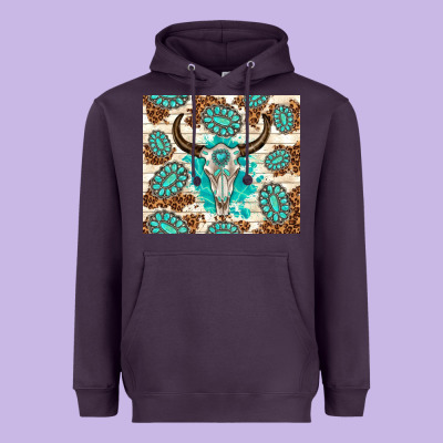 Gemstone Bull Skull Leopard Heavyweight Hoodie Designed By Tumblerdesignbyshophia