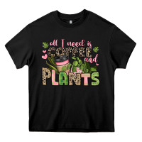 Black all i need is coffee and plants Heavy Core Tee - JahusDesignShop