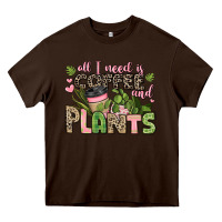 Chocolate Brown all i need is coffee and plants Heavy Core Tee - JahusDesignShop