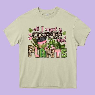 All I Need Is Coffee And Plants Heavy Core Tee Designed By Jahusdesignshop