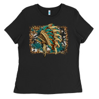 Black indian headdress with background Ladies Tee - HRA Design Shop