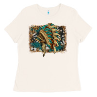 Bone indian headdress with background Ladies Tee - HRA Design Shop