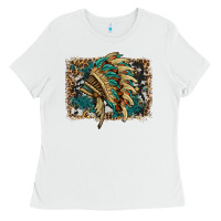 White indian headdress with background Ladies Tee - HRA Design Shop