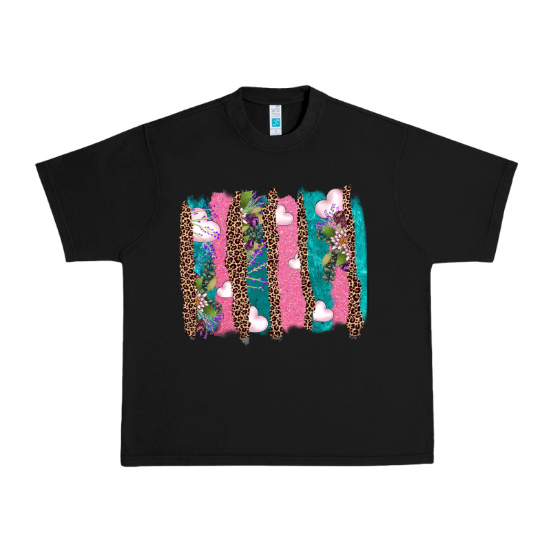V.d Turquoise Leopard And Flowers  Brushstrokes Urban Heavy Tee by AdoDesignShop | Teevron