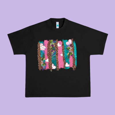 V.d Turquoise Leopard And Flowers  Brushstrokes Urban Heavy Tee Designed By Adodesignshop