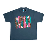 Midnight Navy v.d turquoise leopard and flowers  brushstrokes Urban Heavy Tee - AdoDesignShop