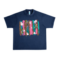 Navy v.d turquoise leopard and flowers  brushstrokes Urban Heavy Tee - AdoDesignShop