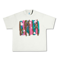 Pistachio v.d turquoise leopard and flowers  brushstrokes Urban Heavy Tee - AdoDesignShop