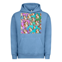 Pigment Pebble Blue Easter Bunny With Truck Seamless Pattern Urban Hoodie - BundleAndBundleShop