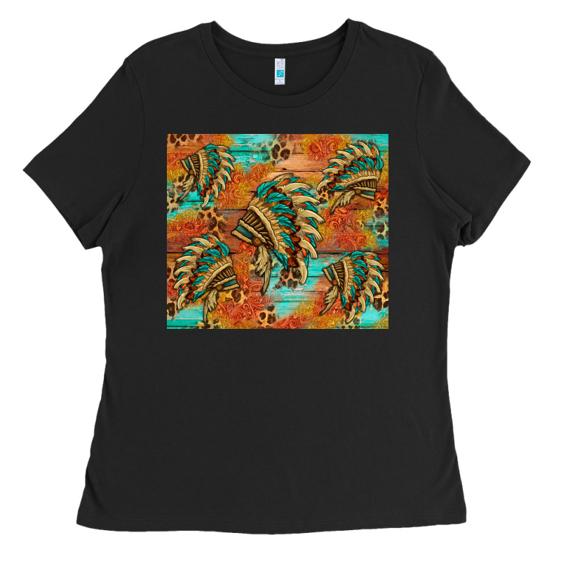 Indian Headdress Pattern Tumbler Ladies Tee by HRA Design Shop | Teevron