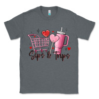 Charcoal Heather sips & trips target inspired stanley Classic Tee - MaliasSmallBusiness