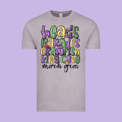Beads Parades Crawfish King Cake Mardi Gras Vintage Tee Designed By Maliassmallbusiness