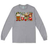 Heather Grey elf coffee cups Long Sleeve Tee - MaliasSmallBusiness