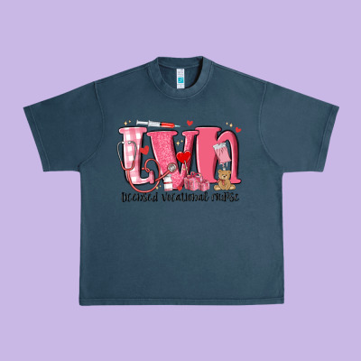 Lvn Licensed Vocational Nurse Valentine's Day Urban Heavy Tee Designed By Maliassmallbusiness