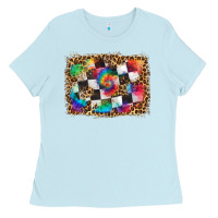 Baby Blue race leopard and tie dye background Ladies Tee - HRA Design Shop