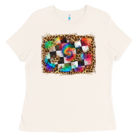 Bone race leopard and tie dye background Ladies Tee - HRA Design Shop
