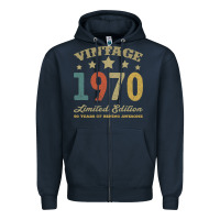 Navy Vintage 1970 Limited Edition 50 Years Of Being Awesome Zipper Hoodie - Bettercallsaul