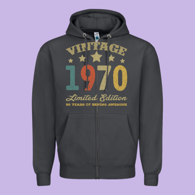 Vintage 1970 Limited Edition 50 Years Of Being Awesome Zipper Hoodie Designed By Bettercallsaul