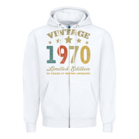 White Vintage 1970 Limited Edition 50 Years Of Being Awesome Zipper Hoodie - Bettercallsaul
