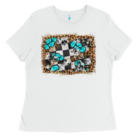 White race leopard and gemstone background Ladies Tee - HRA Design Shop