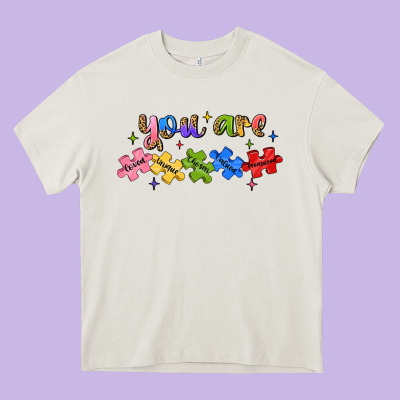 You Are Loved Autism Heavy Core Tee Designed By Jahusdesignshop