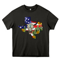 Asphalt bull skull texas map american playng Heavy Core Tee - BarkalooDesign