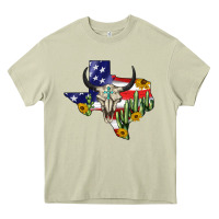 Mossy bull skull texas map american playng Heavy Core Tee - BarkalooDesign
