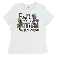 White fight for autism awareness Ladies Tee - CowhideDigitalArt