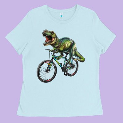 T Rex Dinosaur Riding Dinosaur Ladies Tee Designed By Ranaportraitstore