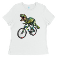 White t rex dinosaur riding dinosaur Ladies Tee - RanaPortraitStore