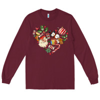 Burgundy christmas heart Long Sleeve Tee - MaliasSmallBusiness