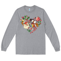 Heather Grey christmas heart Long Sleeve Tee - MaliasSmallBusiness