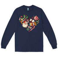 Navy christmas heart Long Sleeve Tee - MaliasSmallBusiness