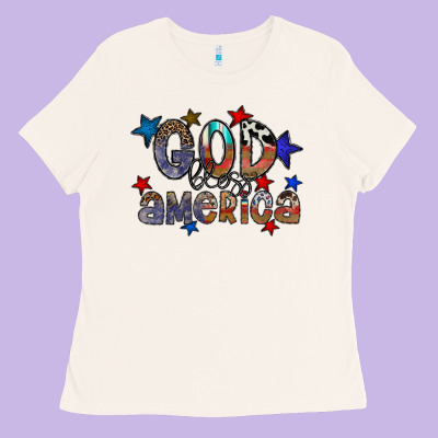 God Bless America Ladies Tee Designed By Cowhidedigitalart