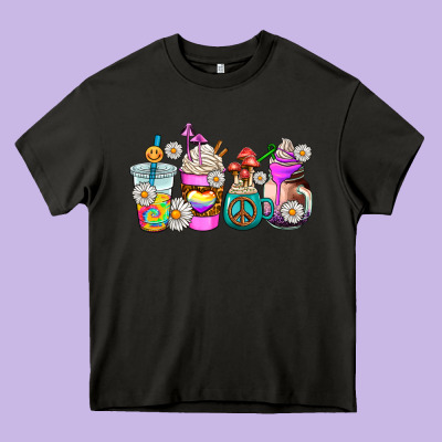 Hippie Coffee Cups Heavy Core Tee Designed By Adodesignshop