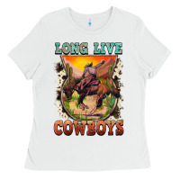 White long live cowboys Ladies Tee - FaDigitalArtStudio