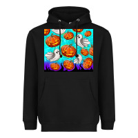 Black halloween pumpkins with ghosts Heavyweight Hoodie - TumblerDesignByShophia
