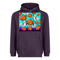 Plum halloween pumpkins with ghosts Heavyweight Hoodie - TumblerDesignByShophia