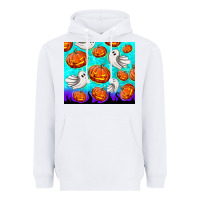 White halloween pumpkins with ghosts Heavyweight Hoodie - TumblerDesignByShophia