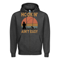 Charcoal Heather Hookin Ain t Easy Fishing Zipper Hoodie - Bettercallsaul