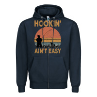 Navy Hookin Ain t Easy Fishing Zipper Hoodie - Bettercallsaul