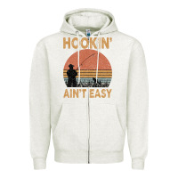 Oatmeal Heather Hookin Ain t Easy Fishing Zipper Hoodie - Bettercallsaul