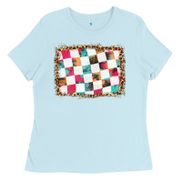 Baby Blue race background with leopard frame Ladies Tee - HRA Design Shop